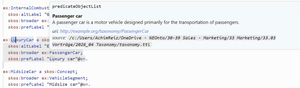 Taxonomies stored in machine-readble RDF.